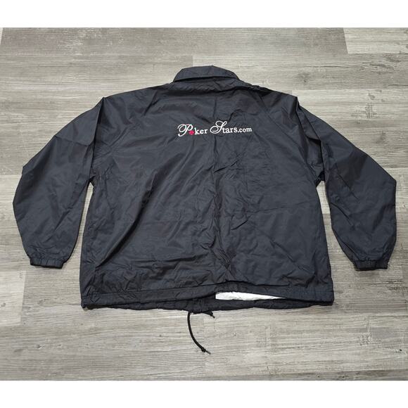 Port and Company Poker Stars Black Button Up Lined Windbreaker Jacket - Picture 8 of 8